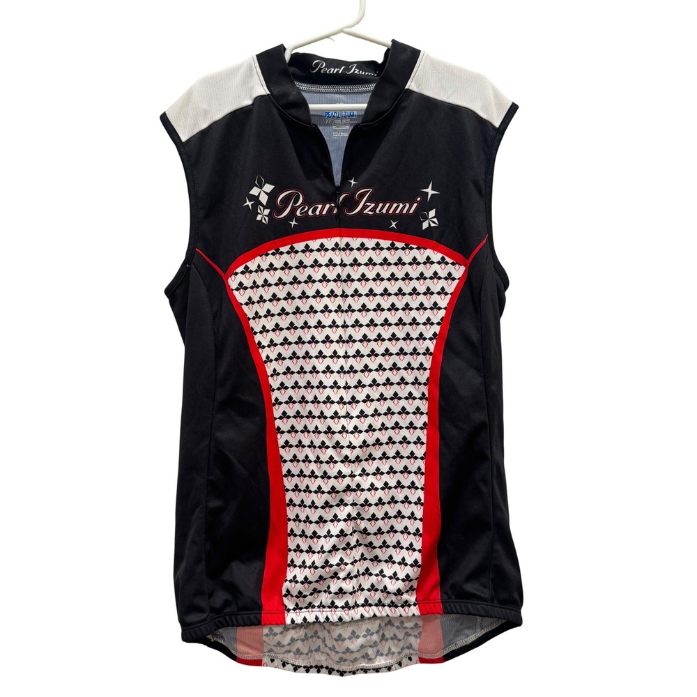 Pearl Izumi Cycling Jersey Womens Medium Black Red Geometric Sleeveless Select